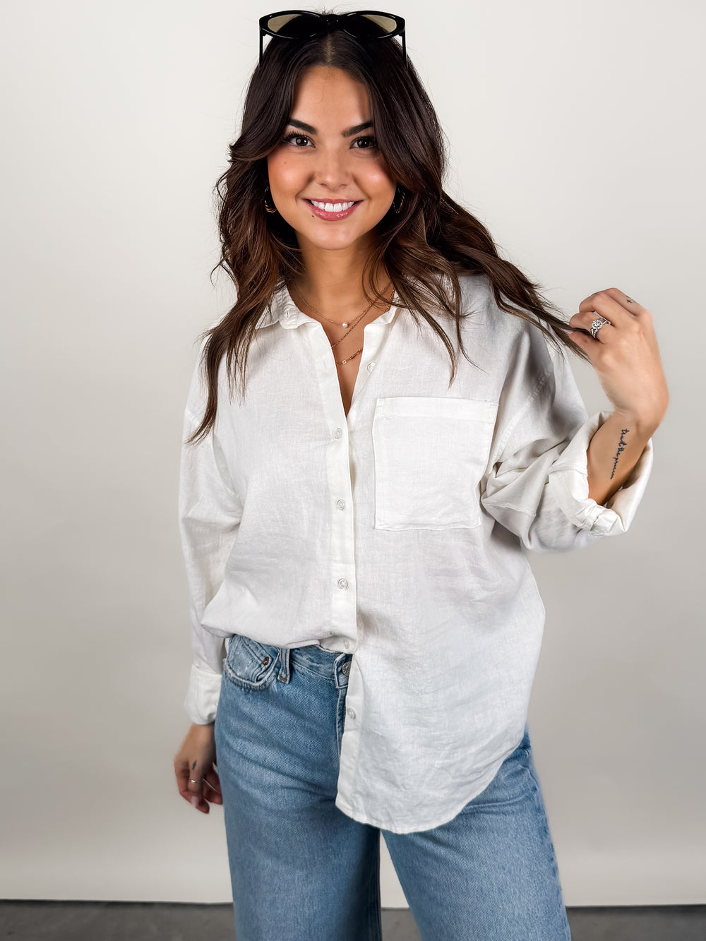 Linen White Button Up 