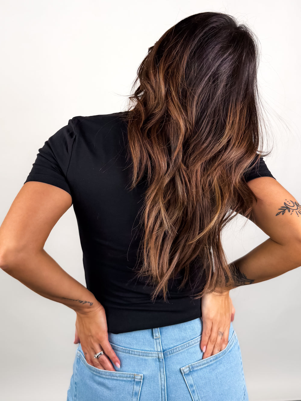 Valenna Cotton Core SS Deep V Neck Top