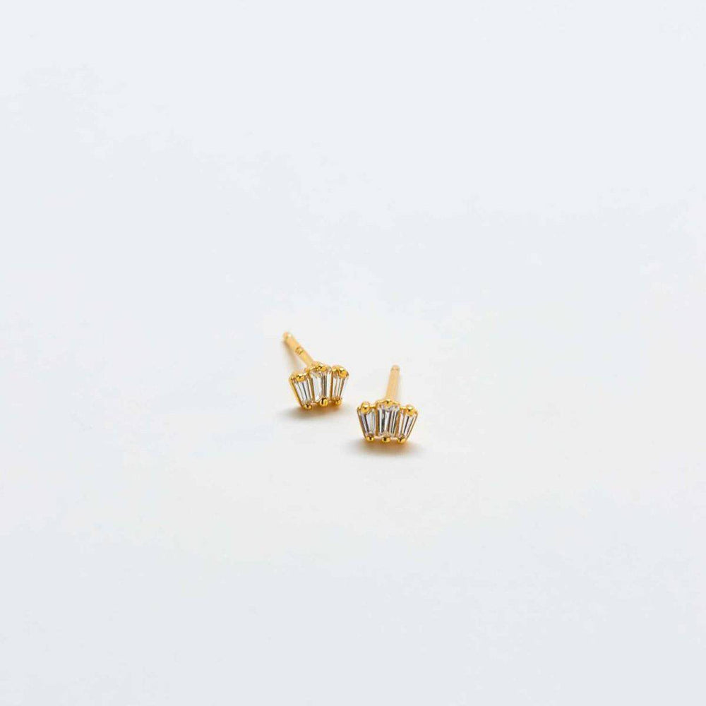 White Trio Baguette Studs