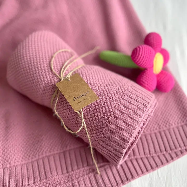 Organic Moss Stitch Knit Baby Blanket